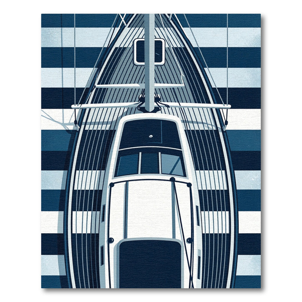 Nautical Yacht Deck Striped Blue Rug