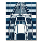 Nautical Yacht Deck Striped Blue Rug