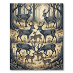 Enchanted Forest Deer Herd Illustration Rug