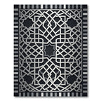Silver Metallic Geometric Interlaced Lattice Rug