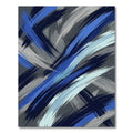 Bold Blue Grayscale Dynamic Strokes Rug