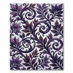 Deep Purple Leaf Swirl Accents Rug