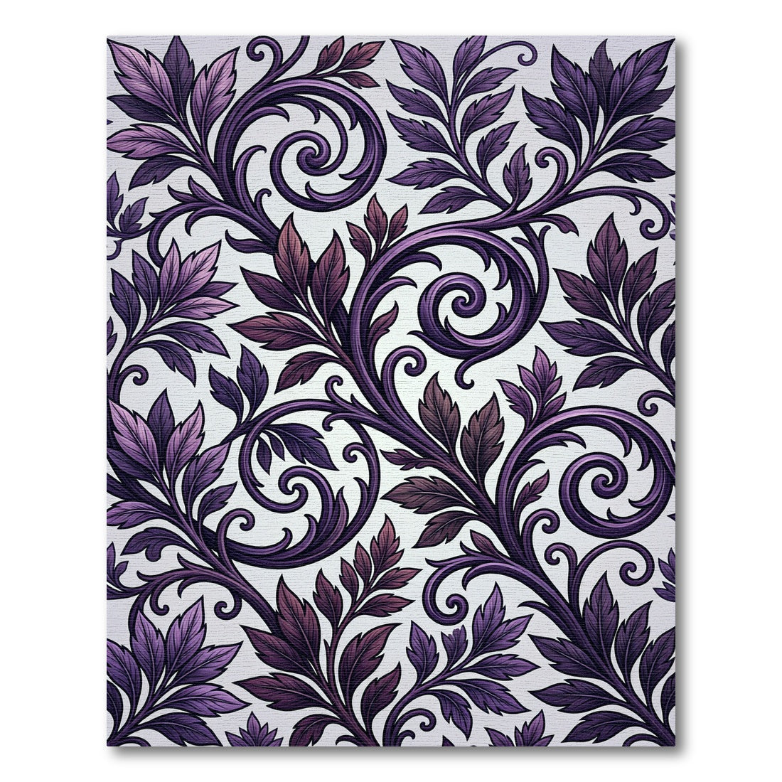 Deep Purple Leaf Swirl Accents Rug