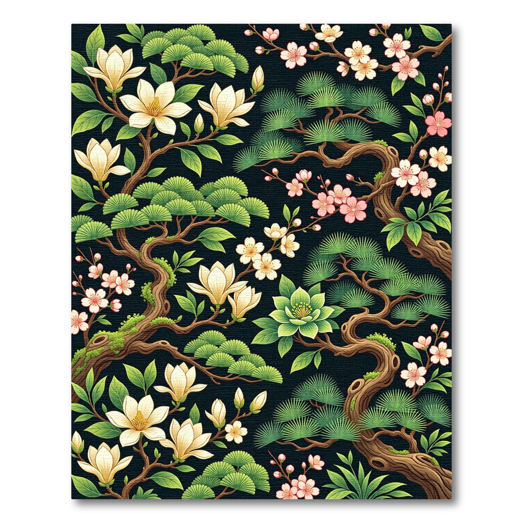 White Magnolia Pink Cherry Blossoms Rug
