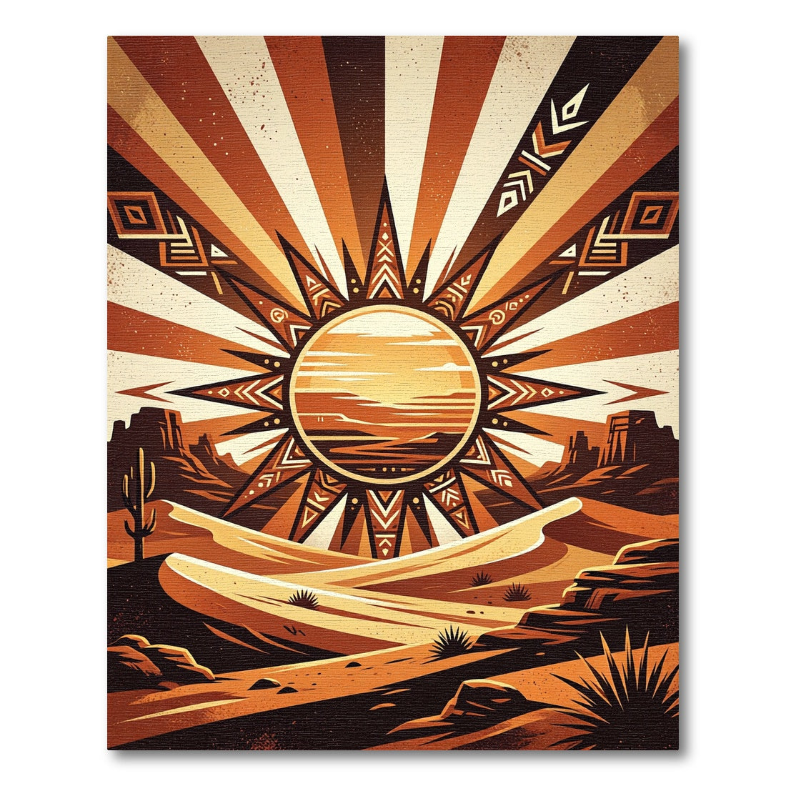 Sunburst Desert Earth Tone Radiant Artwork Rug