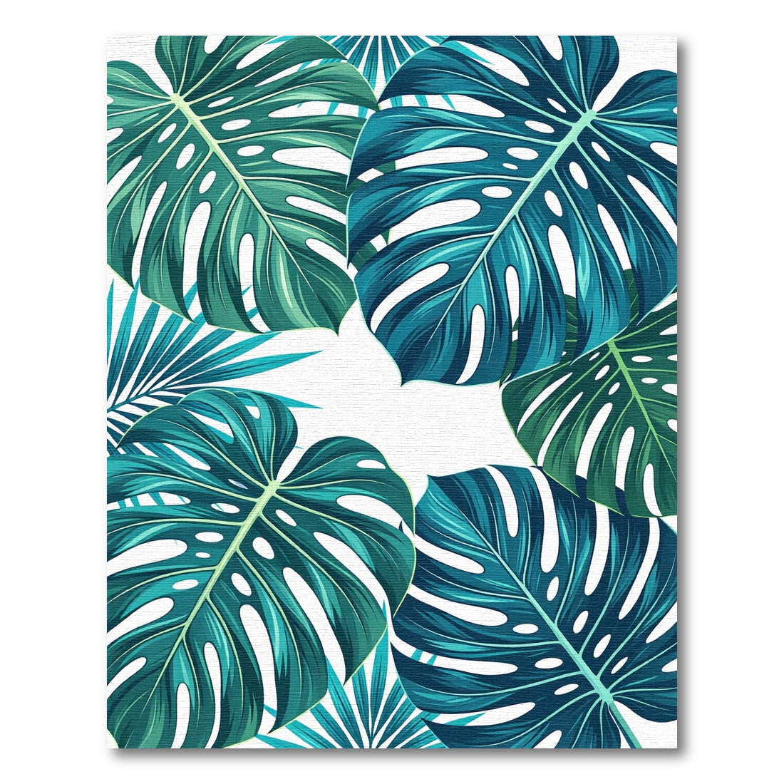 Deep Teal Tropical Leaf Abundance Rug