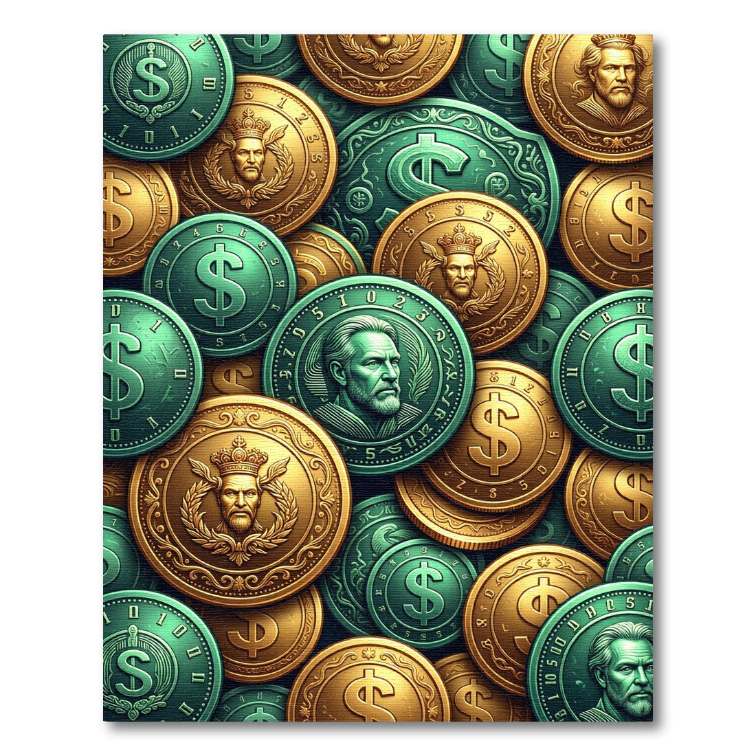 Metallic Golden Empire Coin Medallion Rug