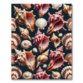 Coastal Seashells in Deep Marine Blue Rug