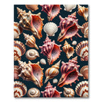 Coastal Seashells in Deep Marine Blue Rug
