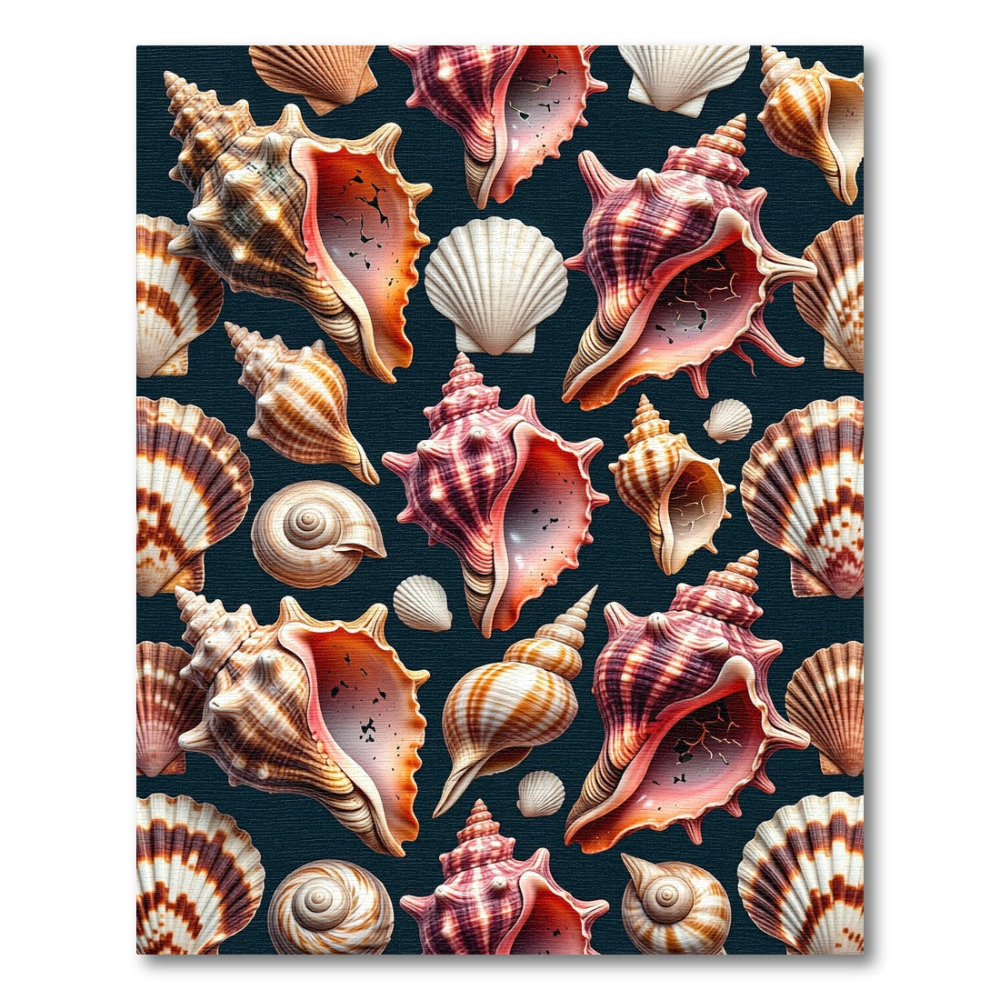Coastal Seashells in Deep Marine Blue Rug