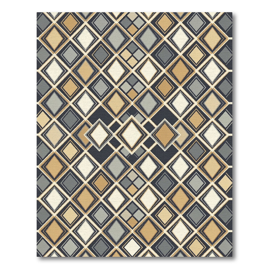 Sophisticated Earthy Toned Geometric Diamond Rug