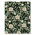 Elegant Cream Rose Vine Botanical Rug
