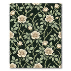 Elegant Cream Rose Vine Botanical Rug