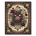 Victorian Crimson Floral Medallion Border Rug
