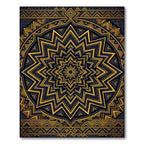 Golden Geometric Mandala Starburst Rug