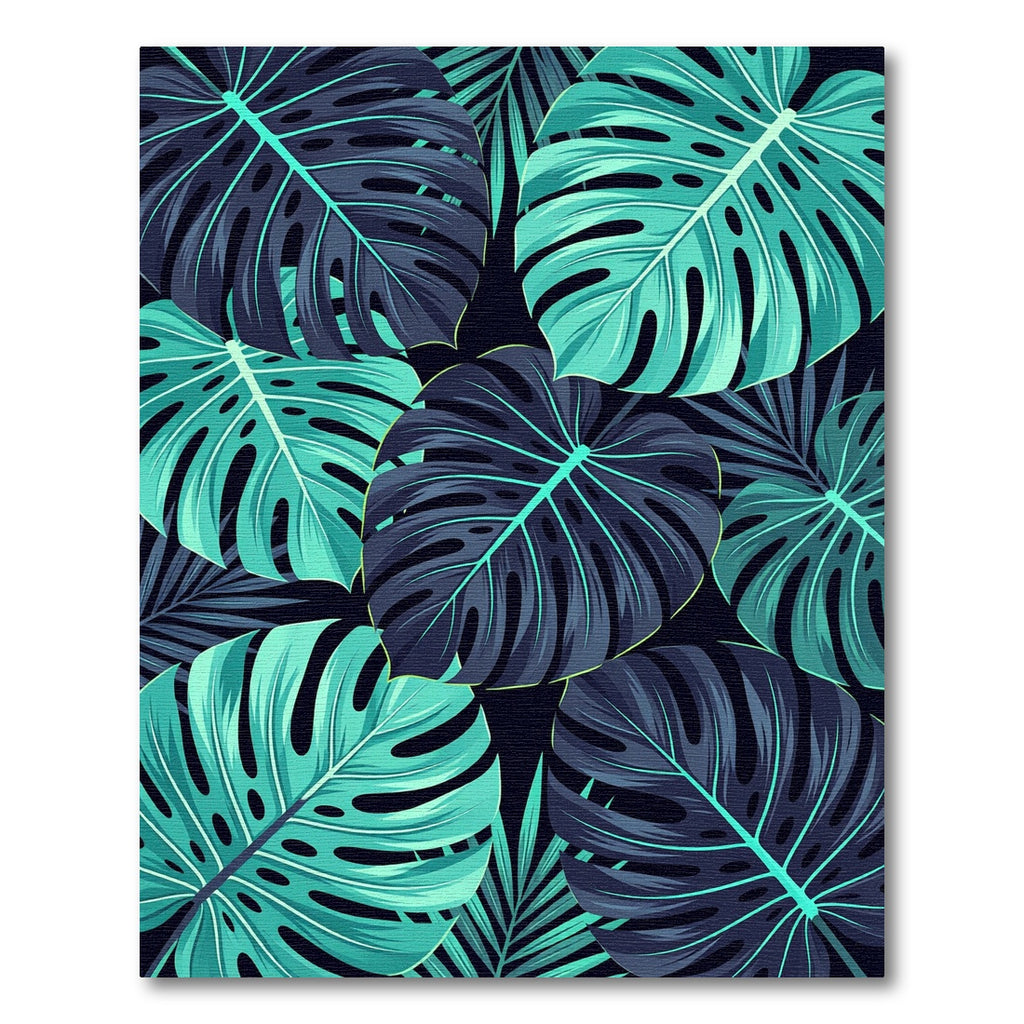 Lush Teal Tropical Monstera Foliage Rug