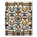 Rustic Western Farmhouse Cattle Wagon Wheel Rug