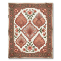 Coral Red Floral Scroll Medallion Rug