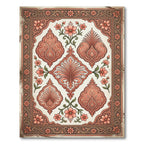 Coral Red Floral Scroll Medallion Rug
