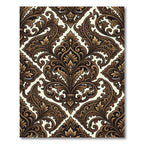 Rich Brown Baroque Floral Scroll Rug