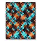 Textured Orange Aqua Intersecting Lattice Rug