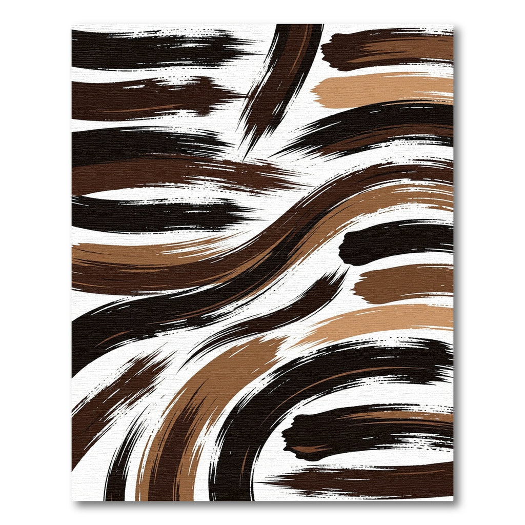 Modern Earthy Brown Abstract Brushstroke Rug