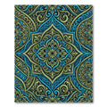 Teal and Sage Swirling Damask Medallion Rug
