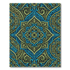 Teal and Sage Swirling Damask Medallion Rug