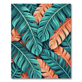 Turquoise Coral Feather Arrangement Rug