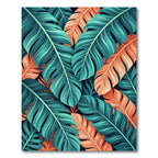 Turquoise Coral Feather Arrangement Rug