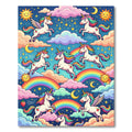 Whimsical Rainbow Unicorn Strawberry Sky Rug