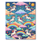 Whimsical Rainbow Unicorn Strawberry Sky Rug