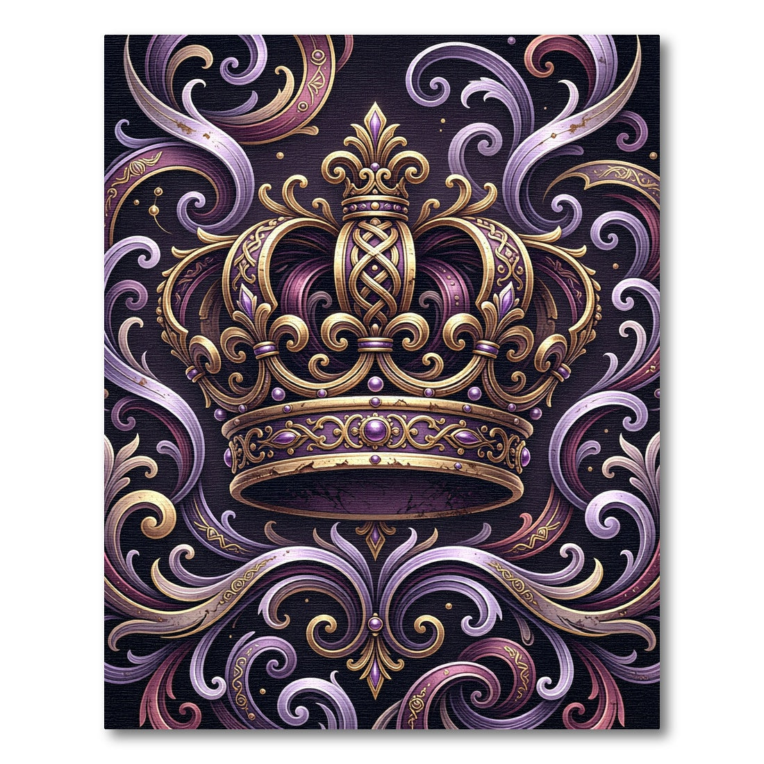 Royal Purple Gold Ornate Crown Rug