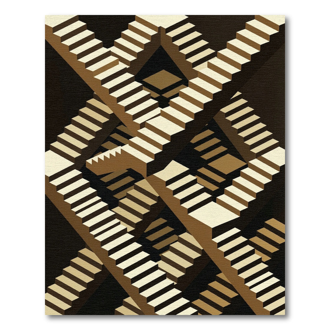 Geometric Illusion Staircase Umber Rug