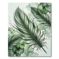 Watercolor Emerald Sage Floating Feathers Rug