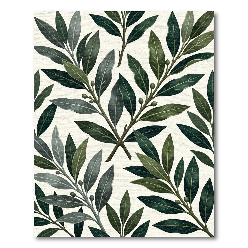 Deep Green Leafy Branch Arrangement Rug