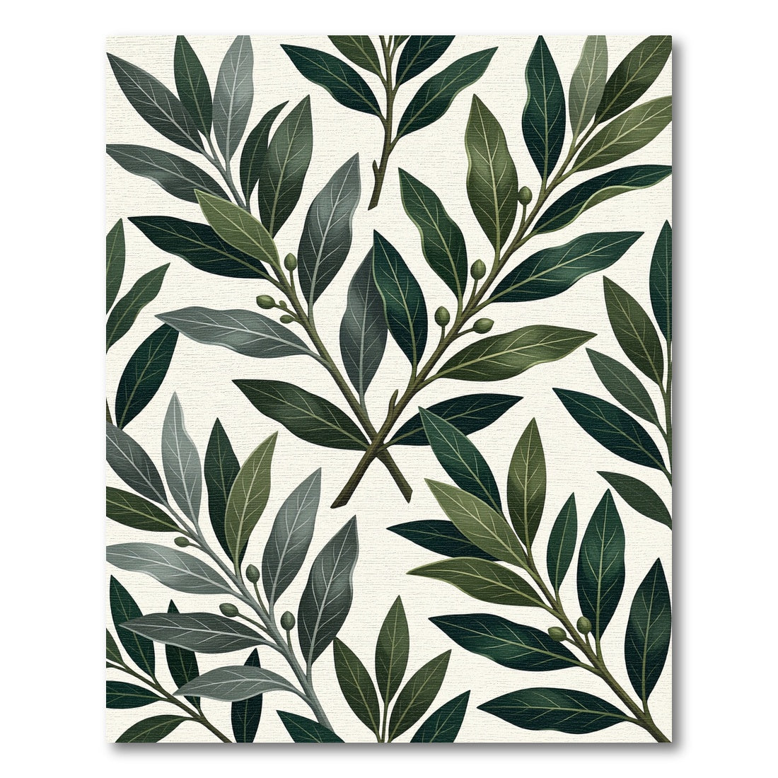 Deep Green Leafy Branch Arrangement Rug