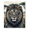 Majestic Gray Lion Portrait Safari Rug