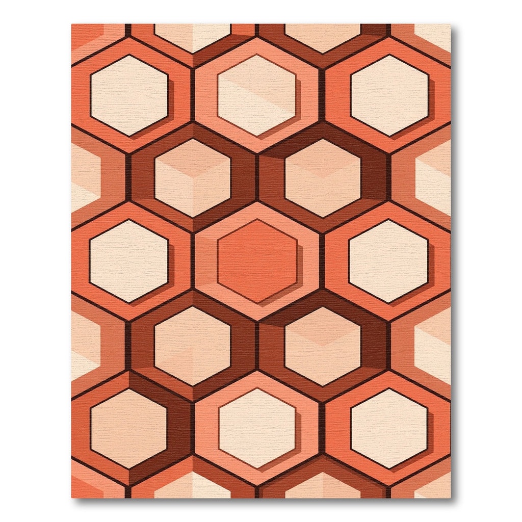 Terracotta Hexagonal Geometric Honeycomb Rug