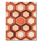 Terracotta Hexagonal Geometric Honeycomb Rug