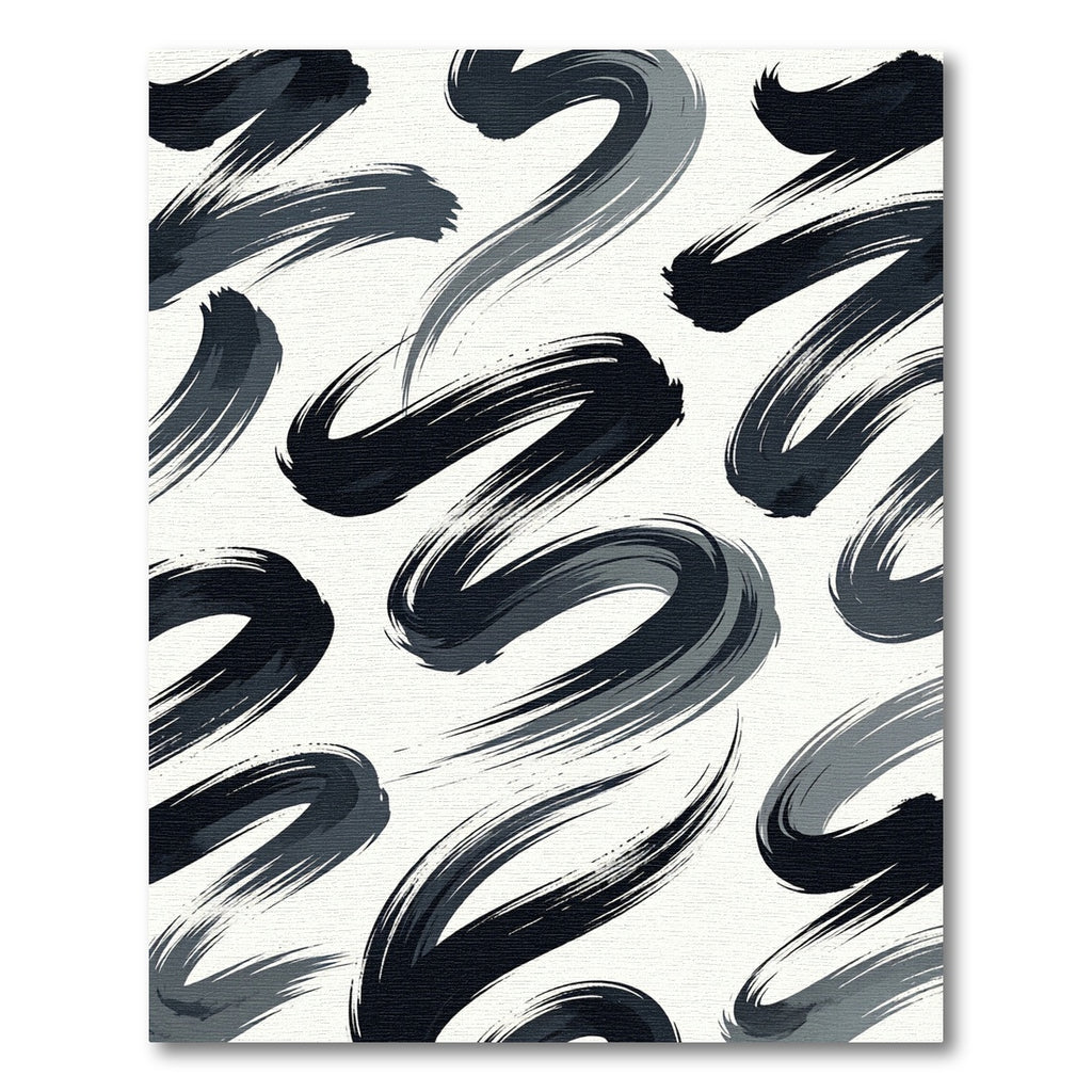 Minimalist Monochromatic Abstract Charcoal Swirl Rug