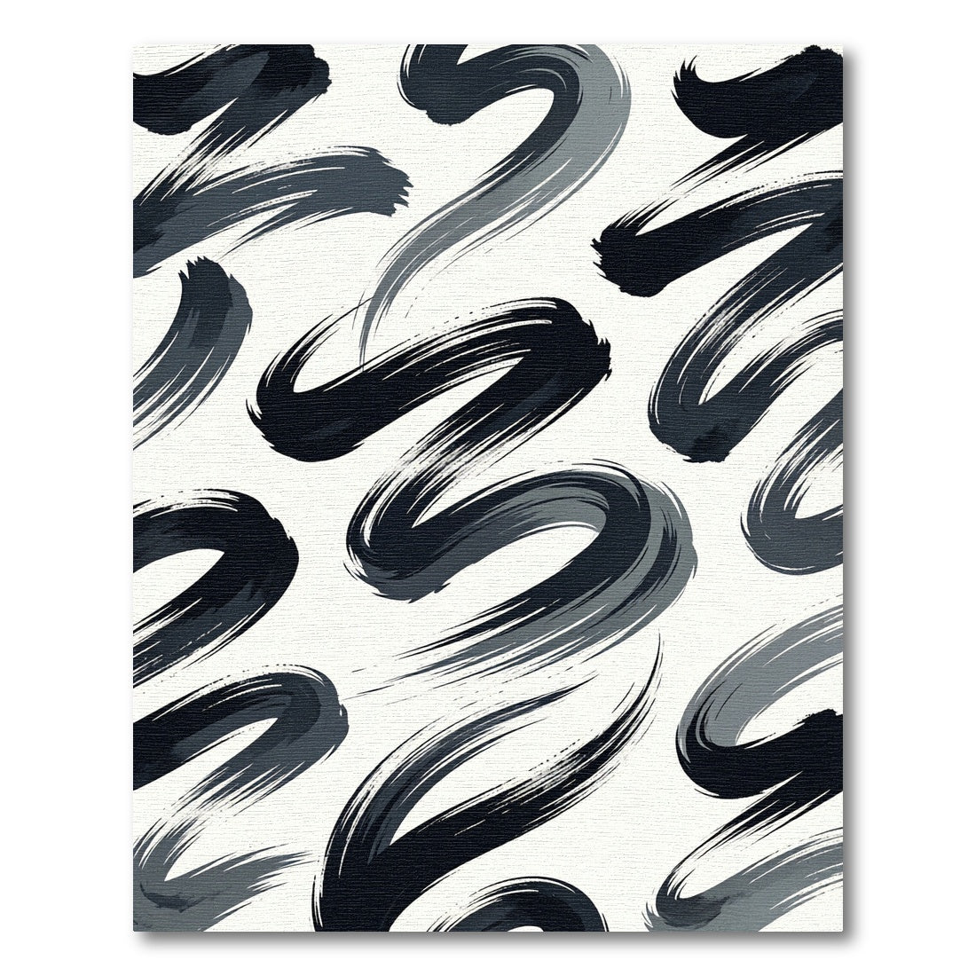 Minimalist Monochromatic Abstract Charcoal Swirl Rug