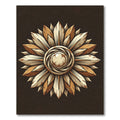 Rustic Golden Floral Sunburst Medallion Rug