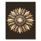 Rustic Golden Floral Sunburst Medallion Rug