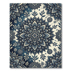Midnight Blue Indigo Floral Mandala Rug