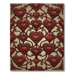Ornate Red Heart Lattice Rug