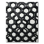 Black Geometric Hexagon Interlocking Forms Rug