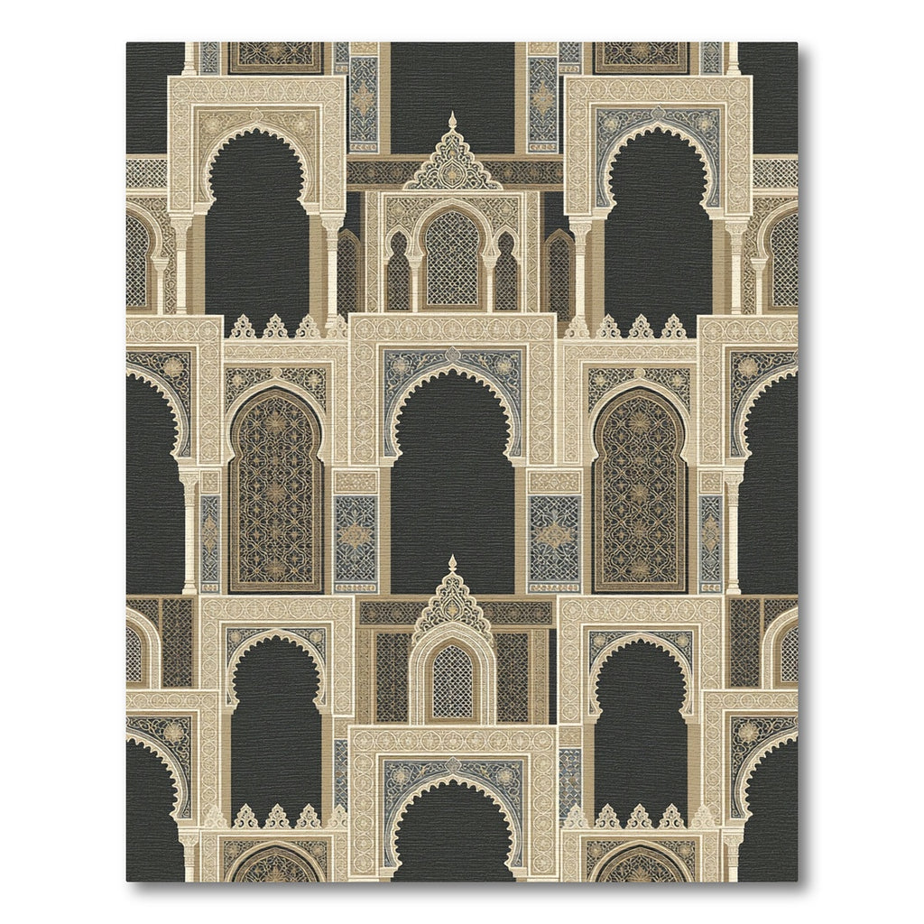 Intricate Archway Beige Ornamental Tapestry Rug