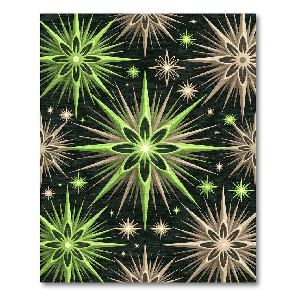 Geometric Celestial Starry Sage Green Rug