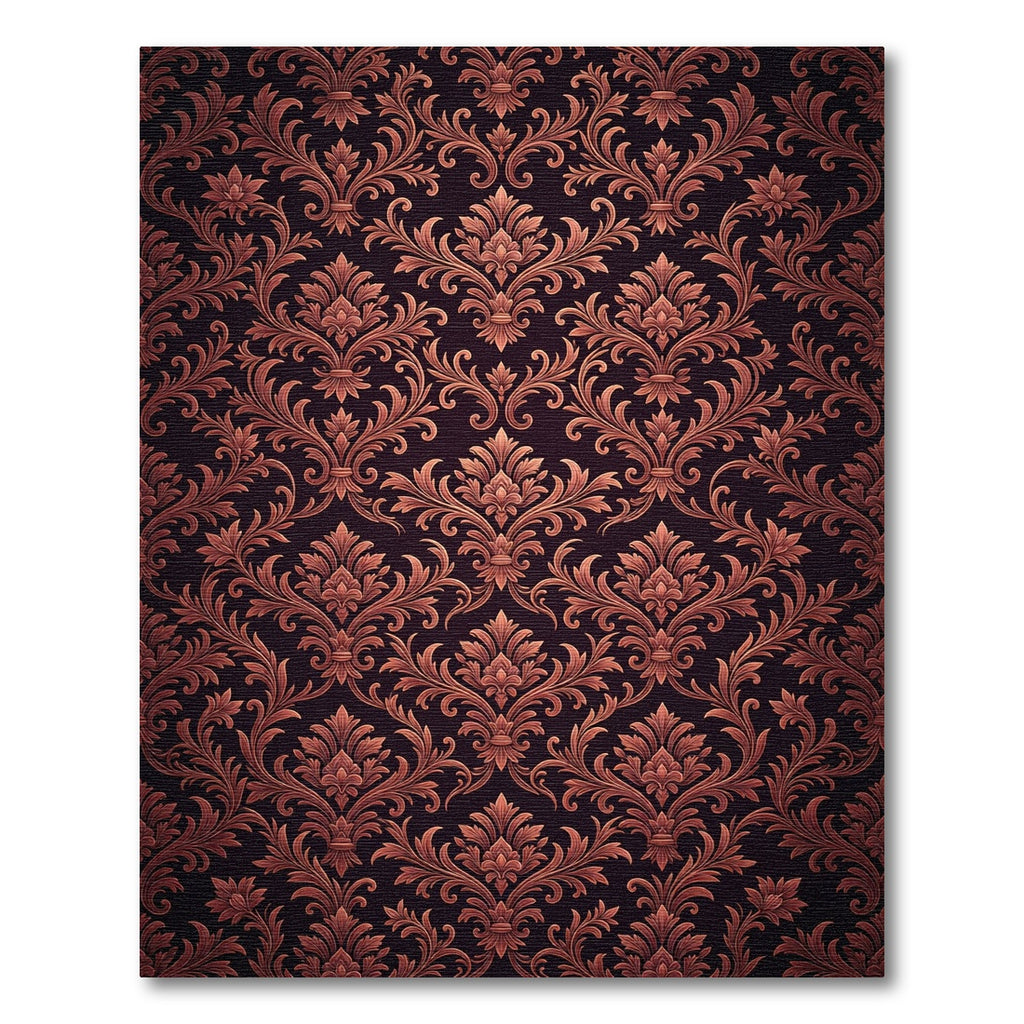 Antique Bronze Acanthus Leaf Pattern Rug
